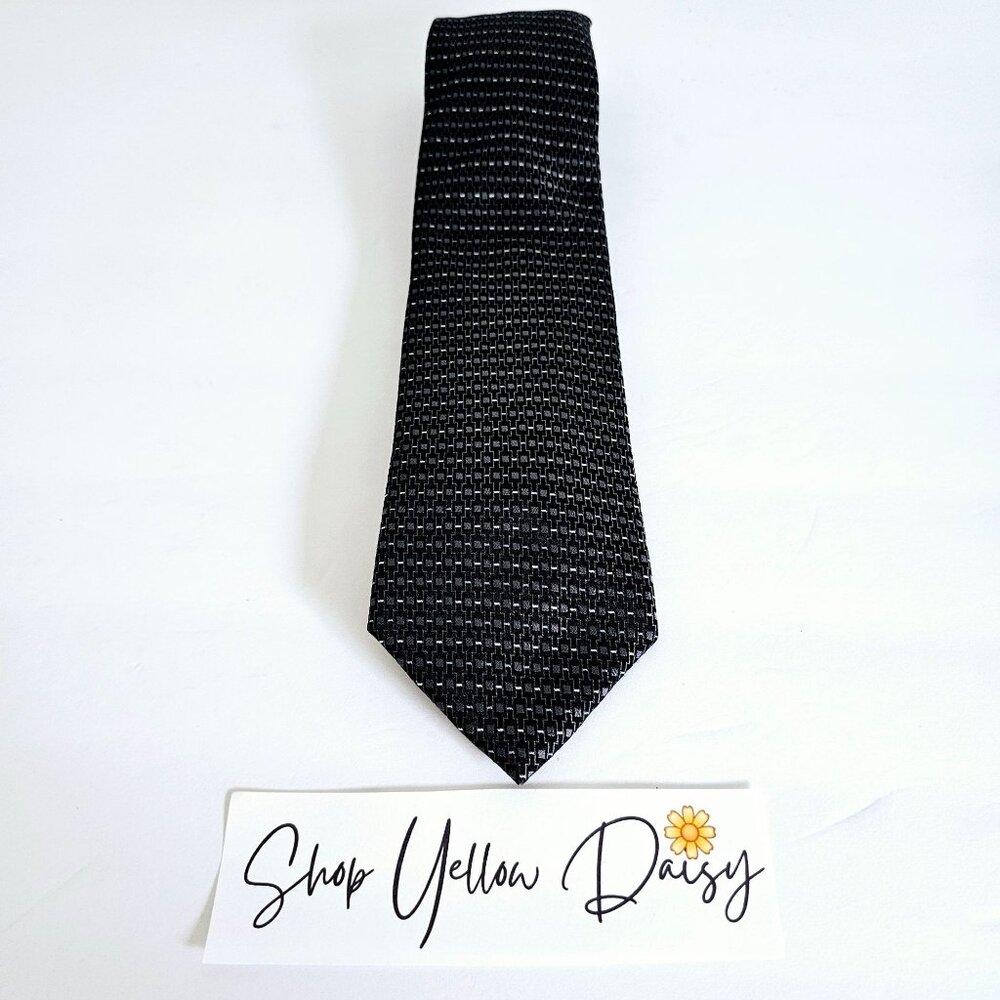 Perry Ellis Portfolio Black & Gray Silk‎ Mens Tie~T174.3